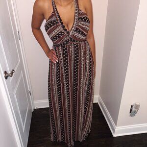 Women's Sleeveless Printed Halter Neck Dress
